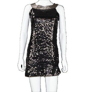 Miss Me Sequin Beaded U Neck Sheath Dress Small